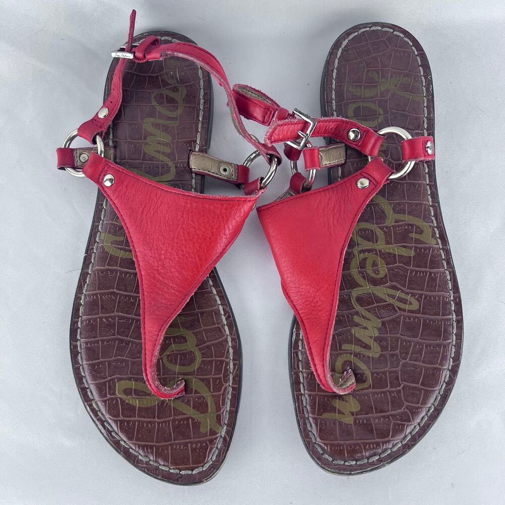 Sam‎ Edelman Greta Pebbled Leather Flat Thong Sandals Women’s Size 6.5
